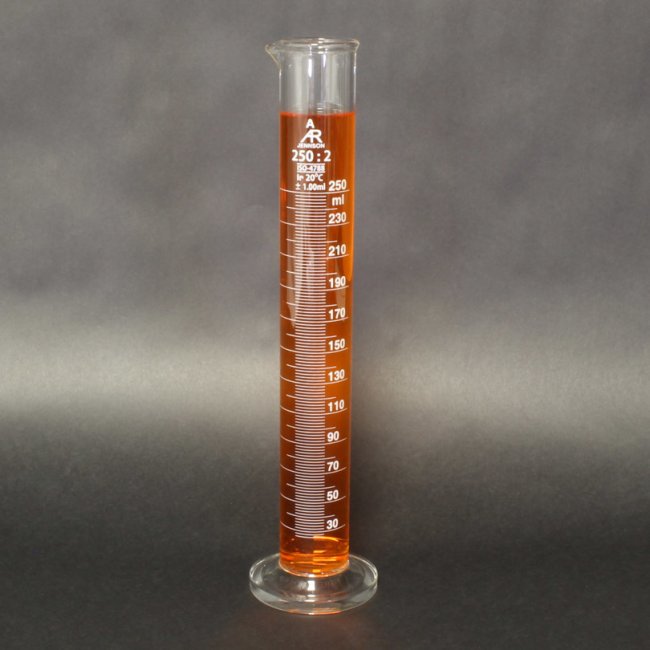 250 ml Graduated Cylinder, Round Base, Class A, Lot Certified
