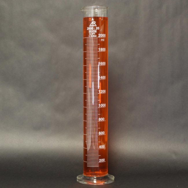 2000 ml Graduated Cylinder, Round Base, Class A, Lot Certified